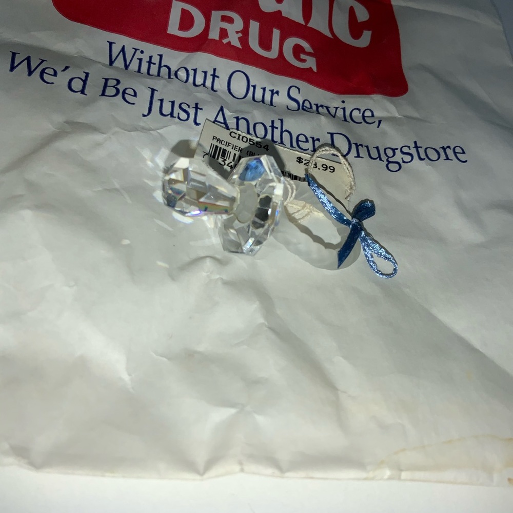 Vintage Blue Heart Accent Crystal Baby Pacifier - Picture 3 of 9